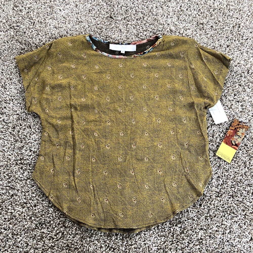 Platinum Petites By Dorothy Schoelen Blouse Size Petite Mustard Yellow Rayon NWT